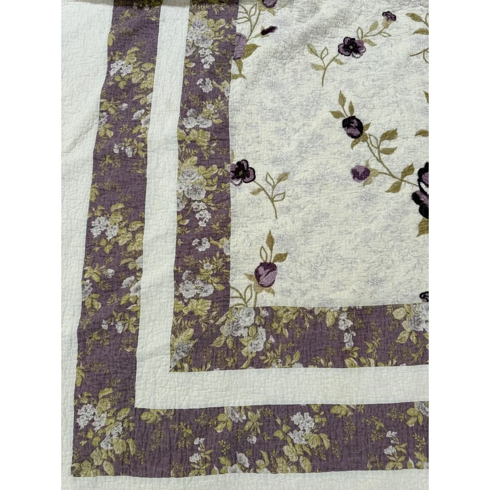 Better Homes & Gardens Purple Blossom Quilt & Sham Set Floral Rose Full/Queen